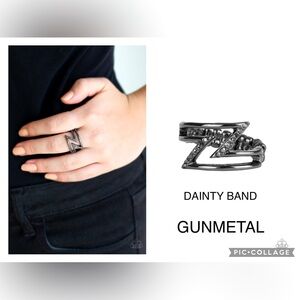 5th Avenue Flash Gunmetal Stretchy Dainty Band Ring